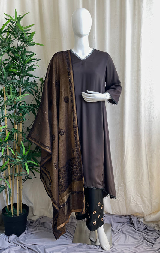 Shabnam Black Printed Cape Kurta Set