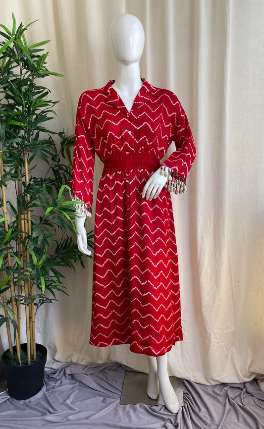 Laal Gulab Shibori Dress