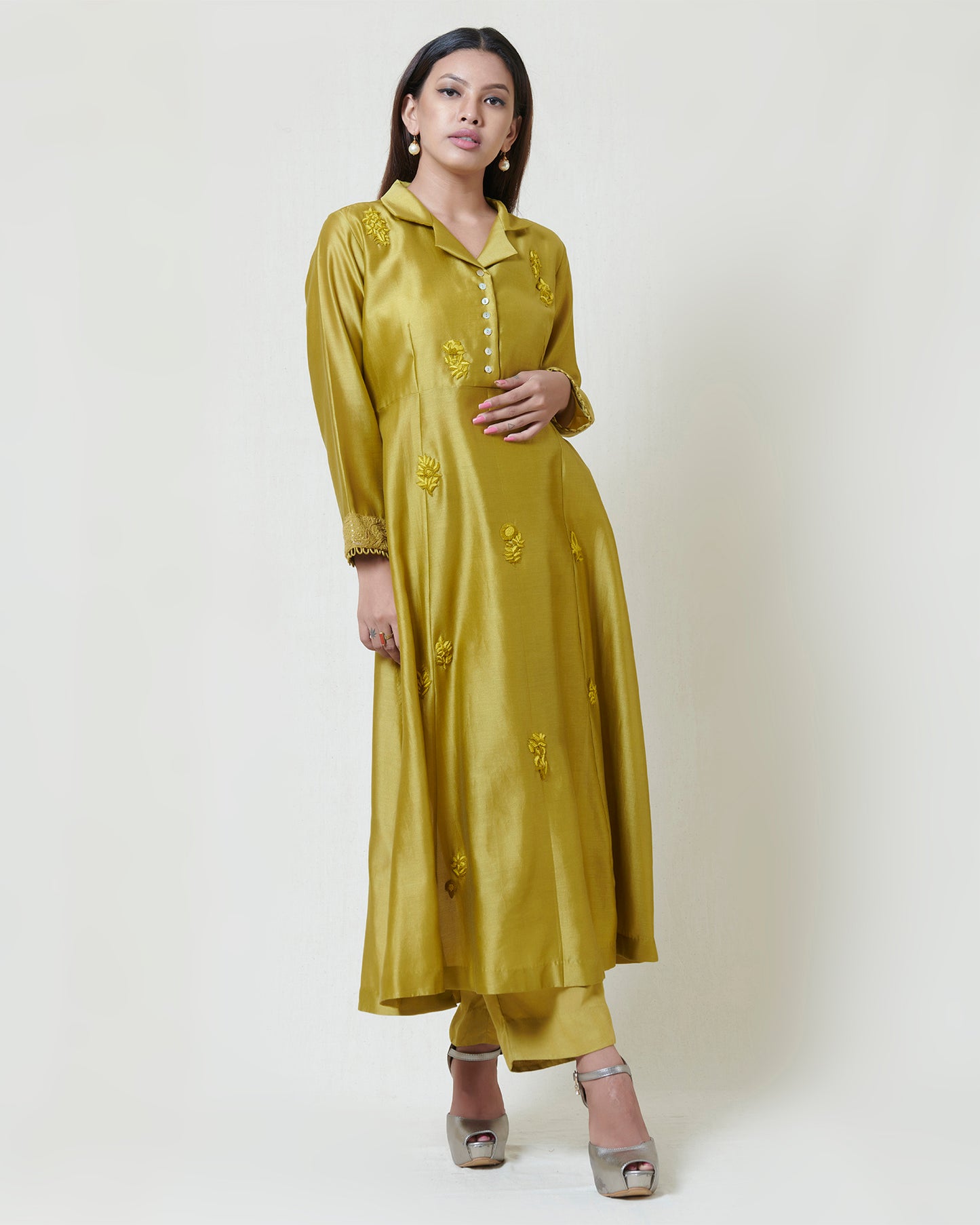 Olive Kurta and Straight Pants Set