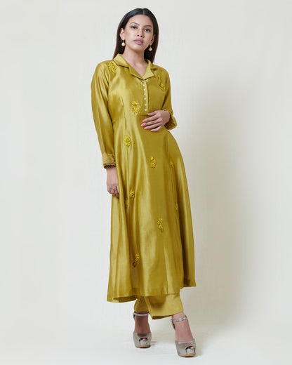 Olive Kurta and Straight Pants Set