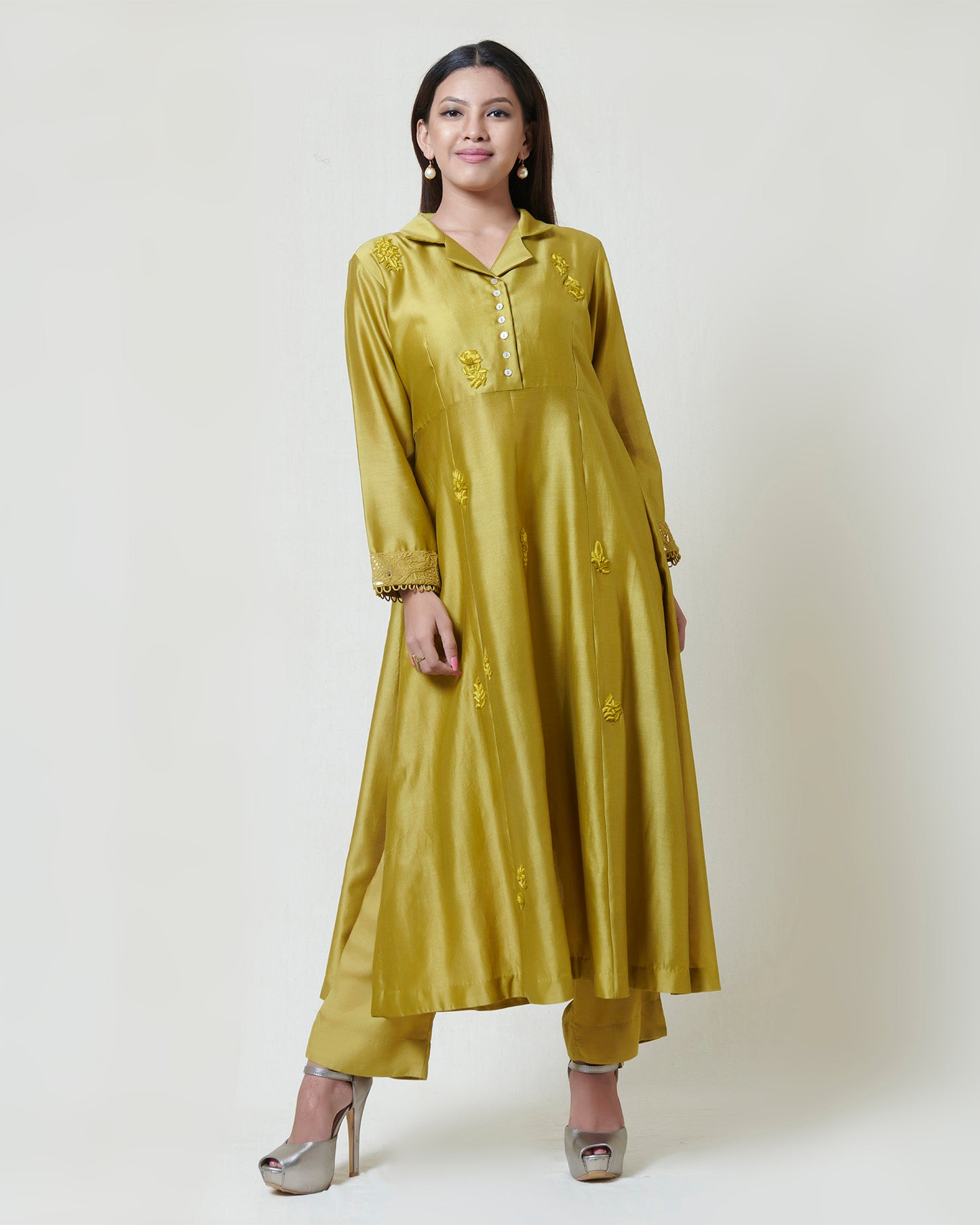 Olive Kurta and Straight Pants Set