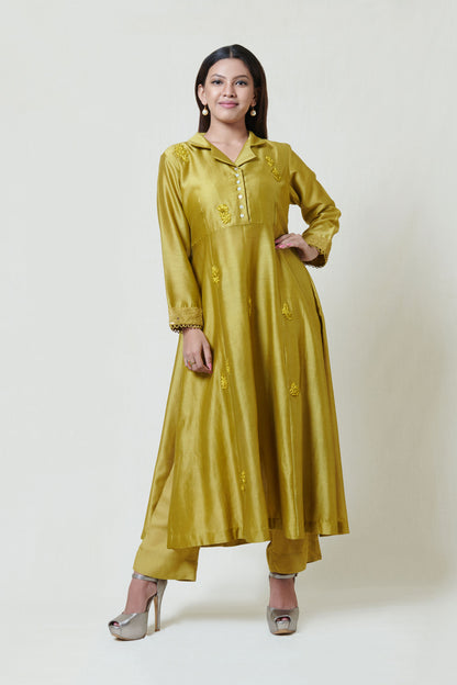 Olive Kurta and Straight Pants Set