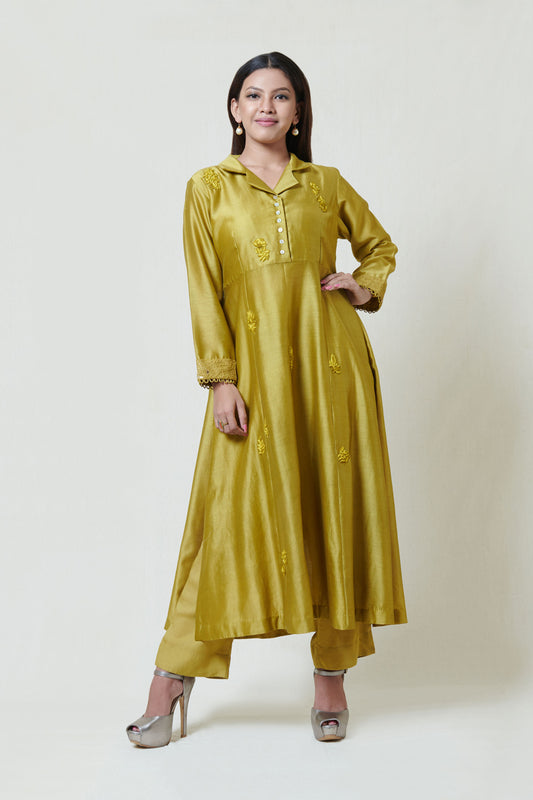 Olive Kurta and Straight Pants Set