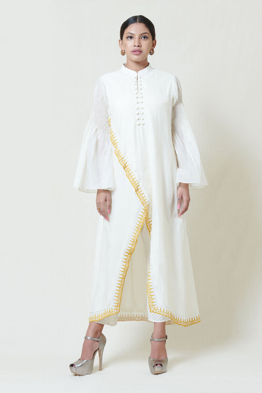 Ivory Layered Cross Over Kurta Set