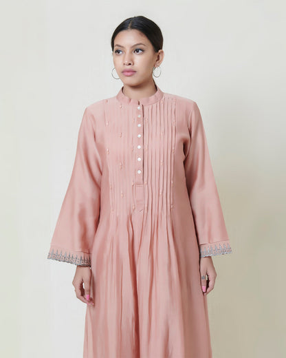 Salmon pink layered dress