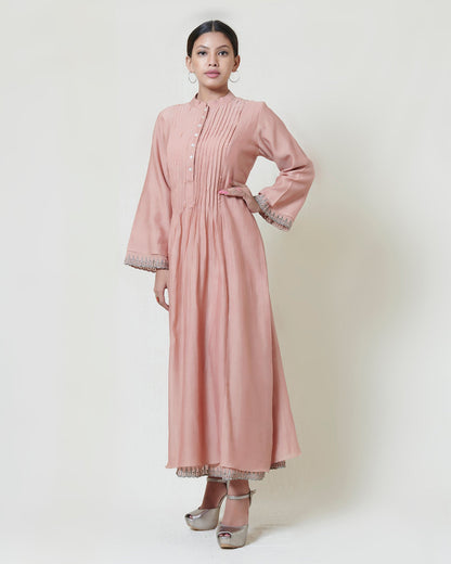 Salmon pink layered dress