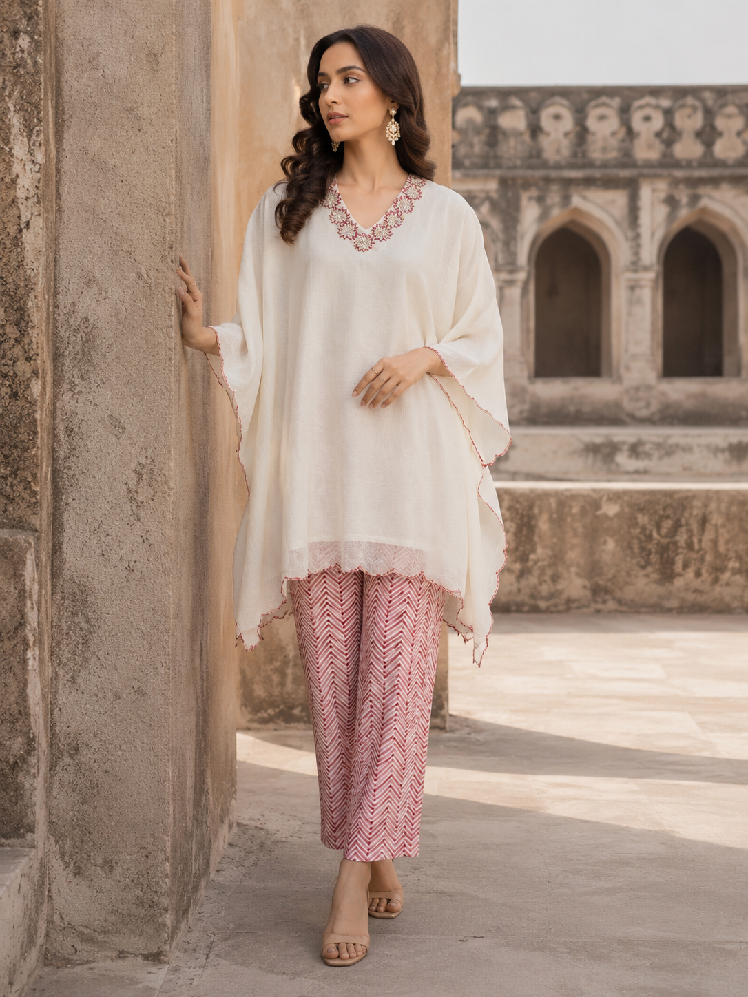 Blush Ivory Kaftan Co-Ord Set