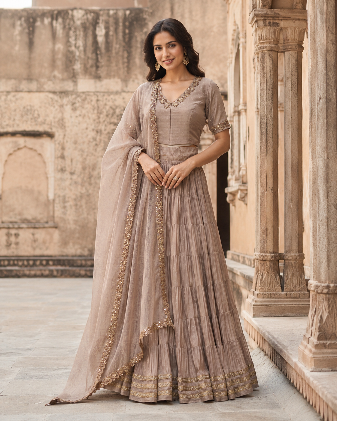 Beige lengha set
