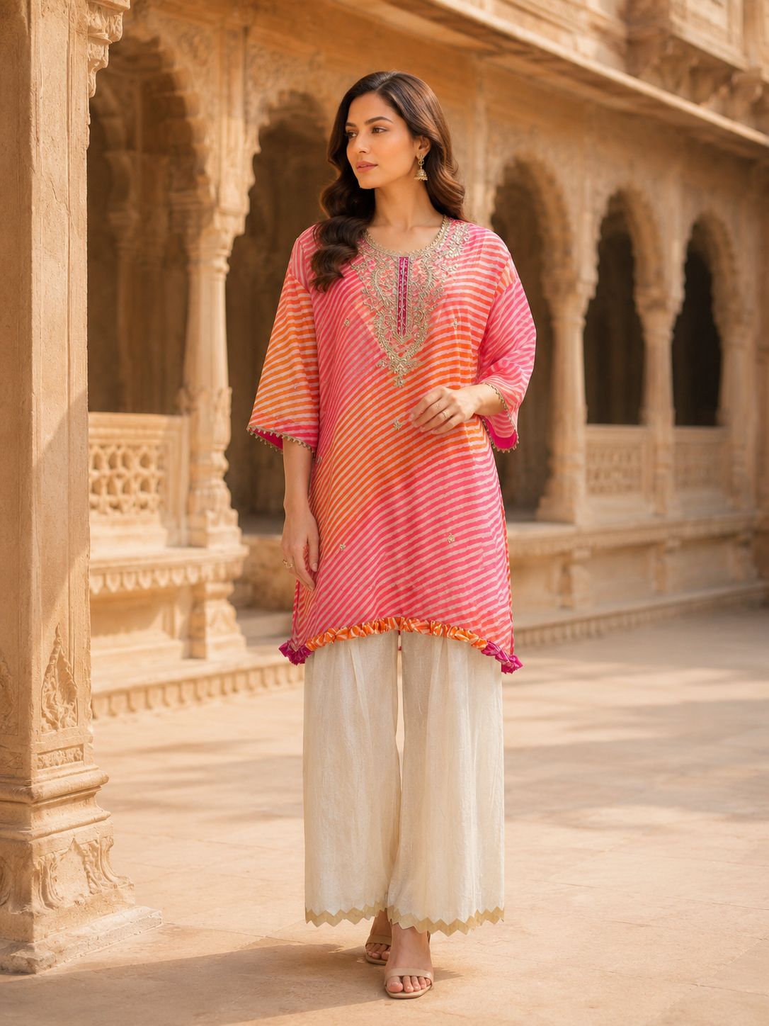 Sunset Bloom Embroidered Kurta Set
