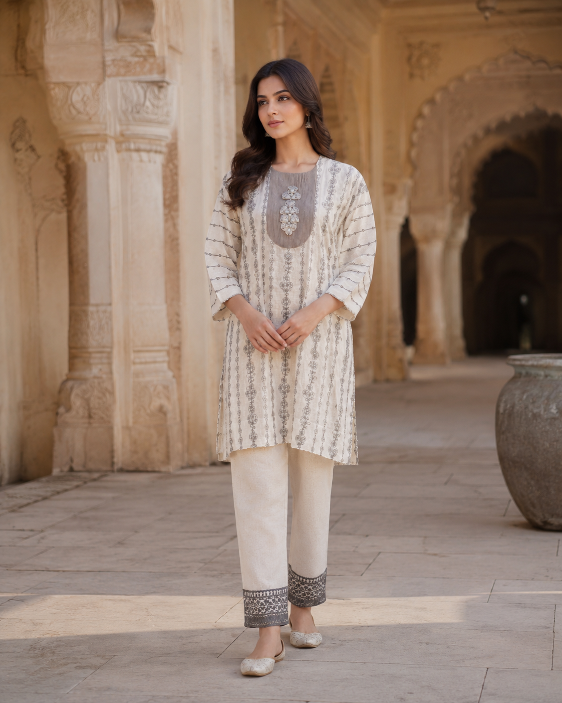 Ivory Grace Printed Kurta Set