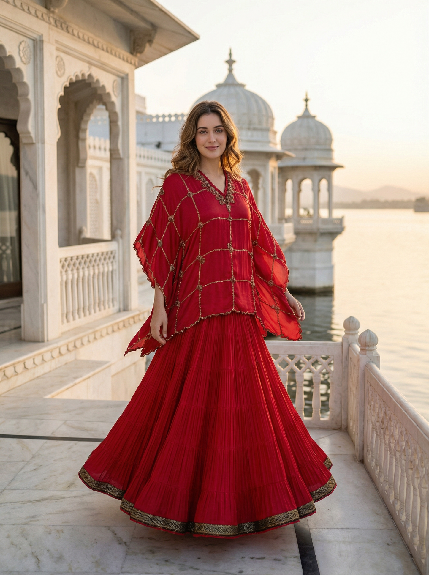 Roop red Kaftan Set