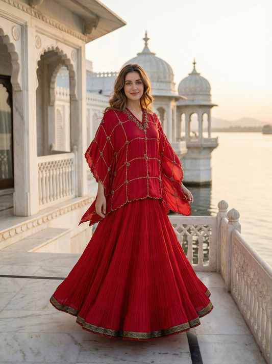 Roop red Kaftan Set