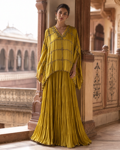 Vasanti yellow Kaftan Set