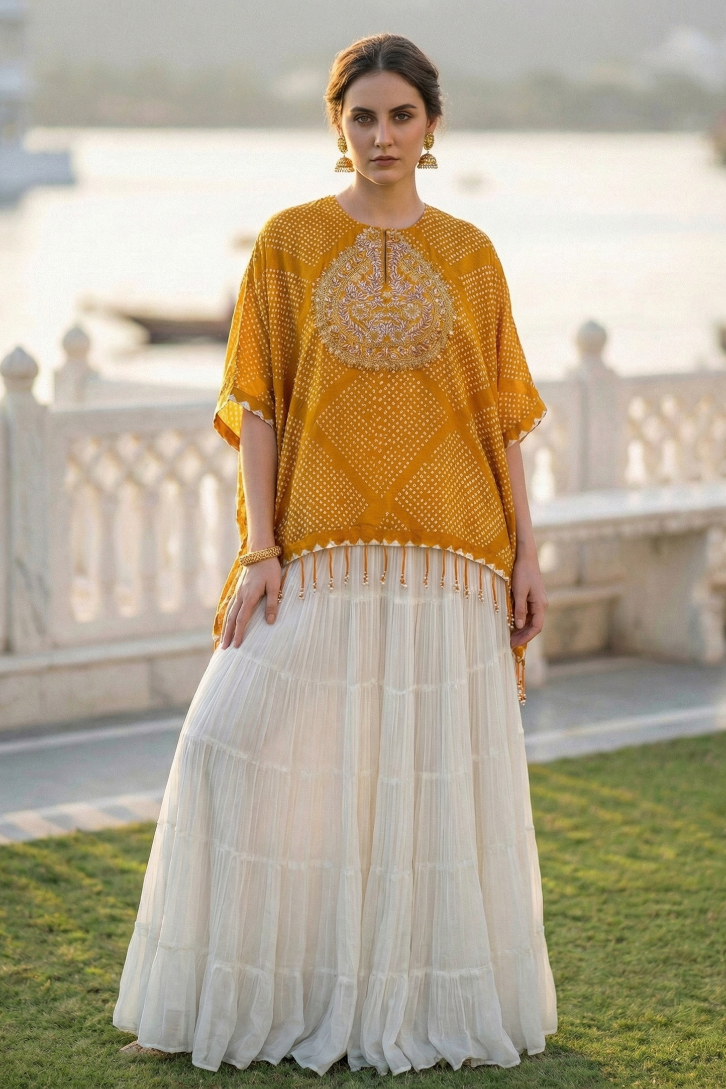 Parijat Bandhani Kaftan Set