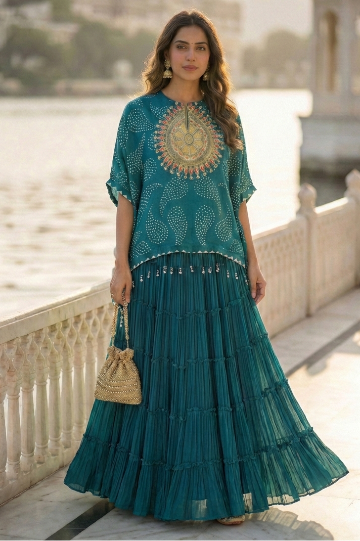 Surmayi Bandhani Kaftan