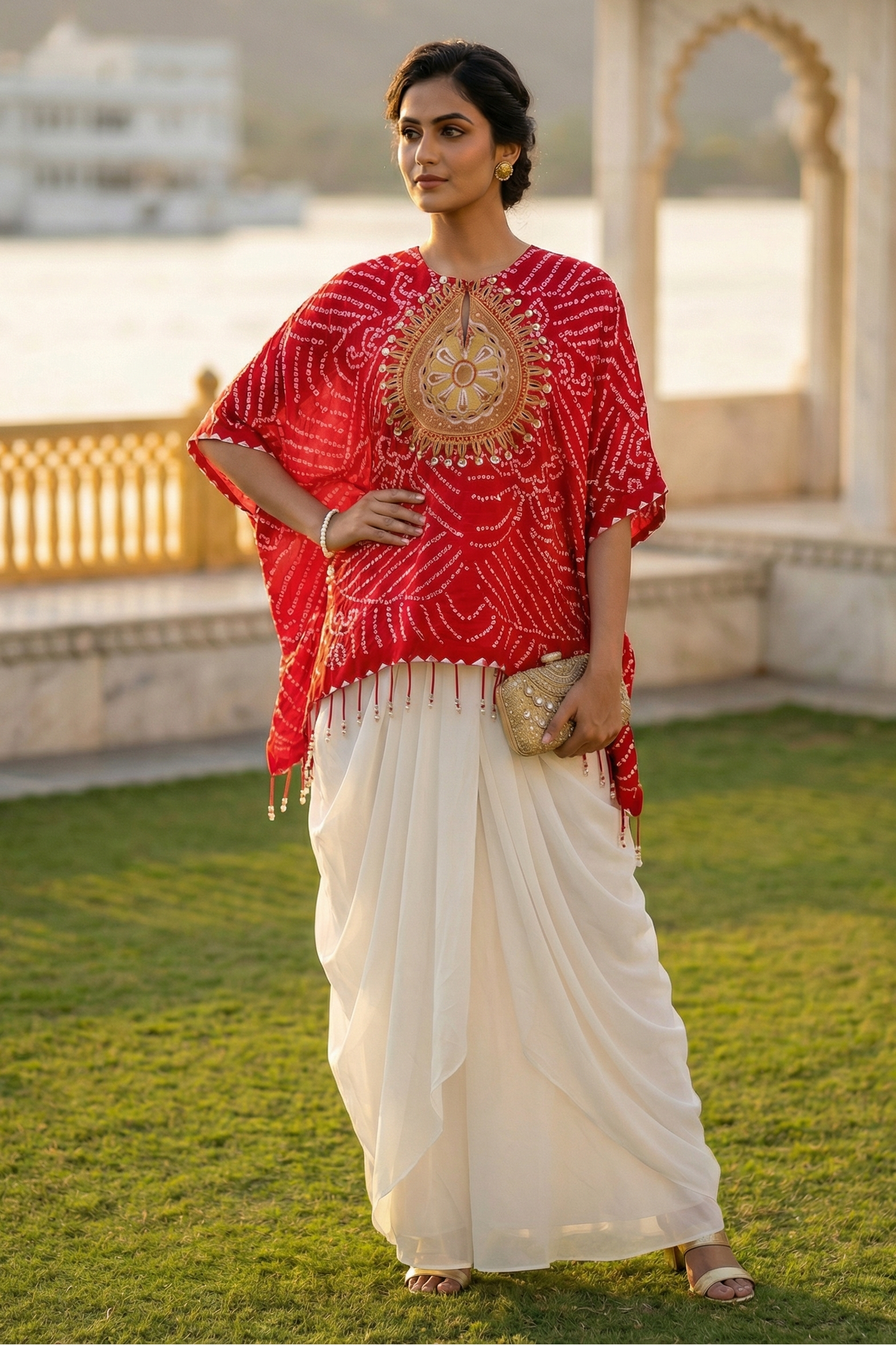 Noor Bandhani Kaftan Set