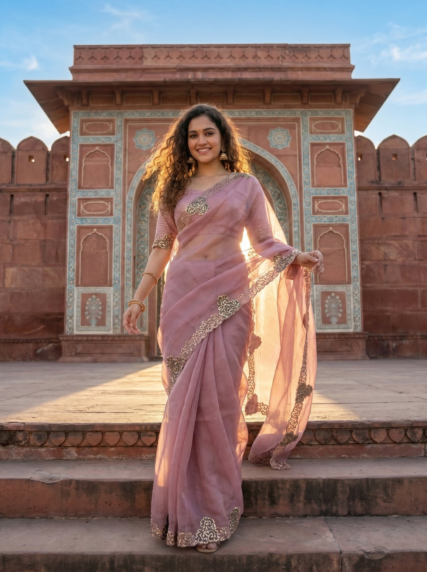 Rosabelle Appliqué Organza Sari