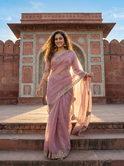 Rosabelle Appliqué Organza Sari