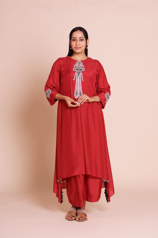 Zeba Red Kurta Set