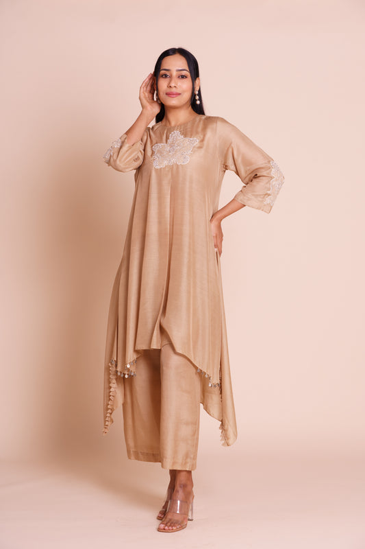 Heer Beige Muslin Kurta Set