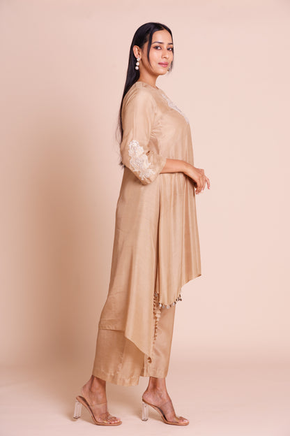 Heer Beige Muslin Kurta Set