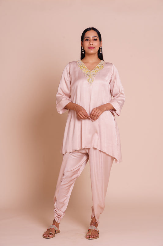 Hoor Onion Pink Kurta Dhoti Set