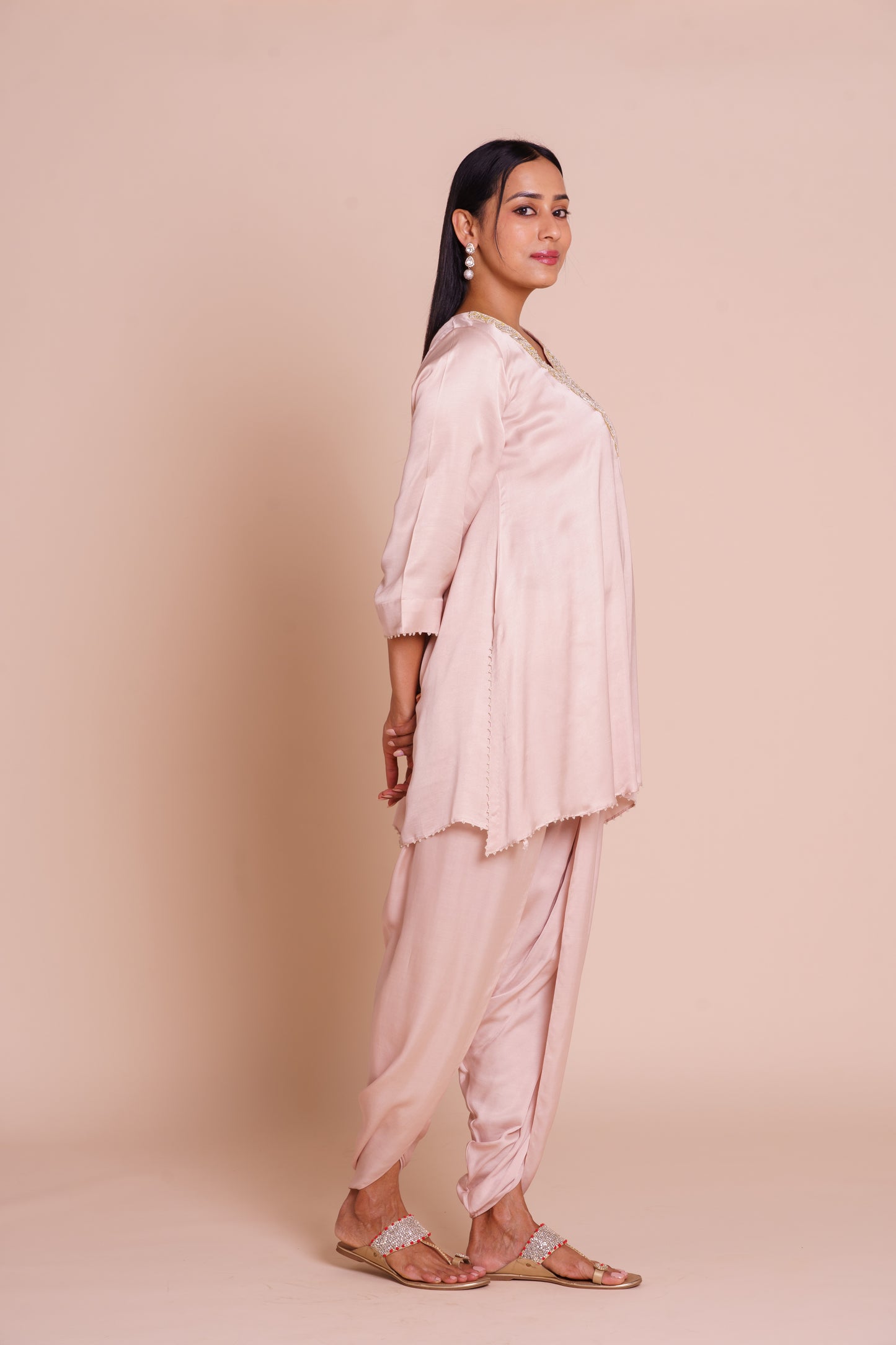 Hoor Onion Pink Kurta Dhoti Set
