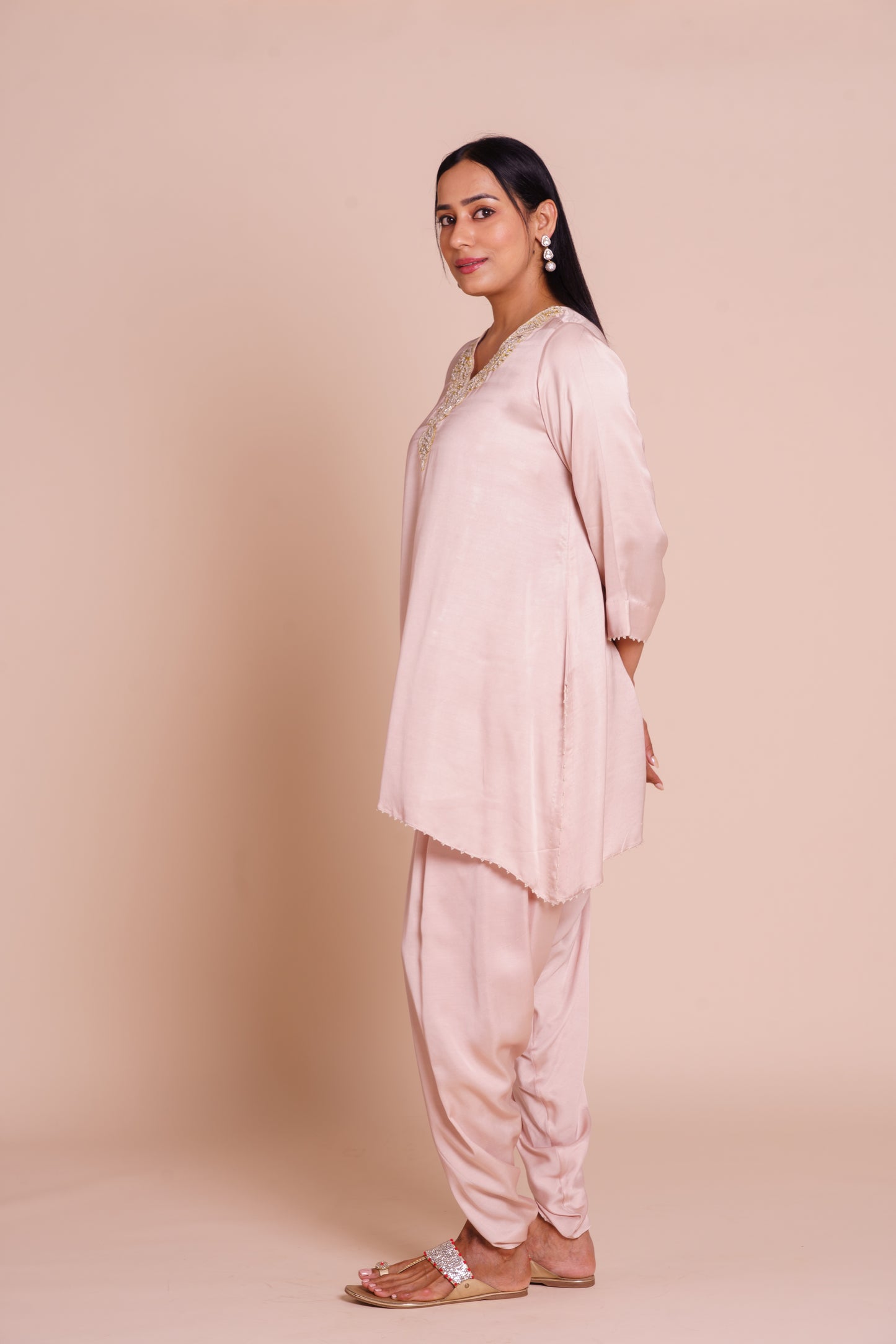 Hoor Onion Pink Kurta Dhoti Set