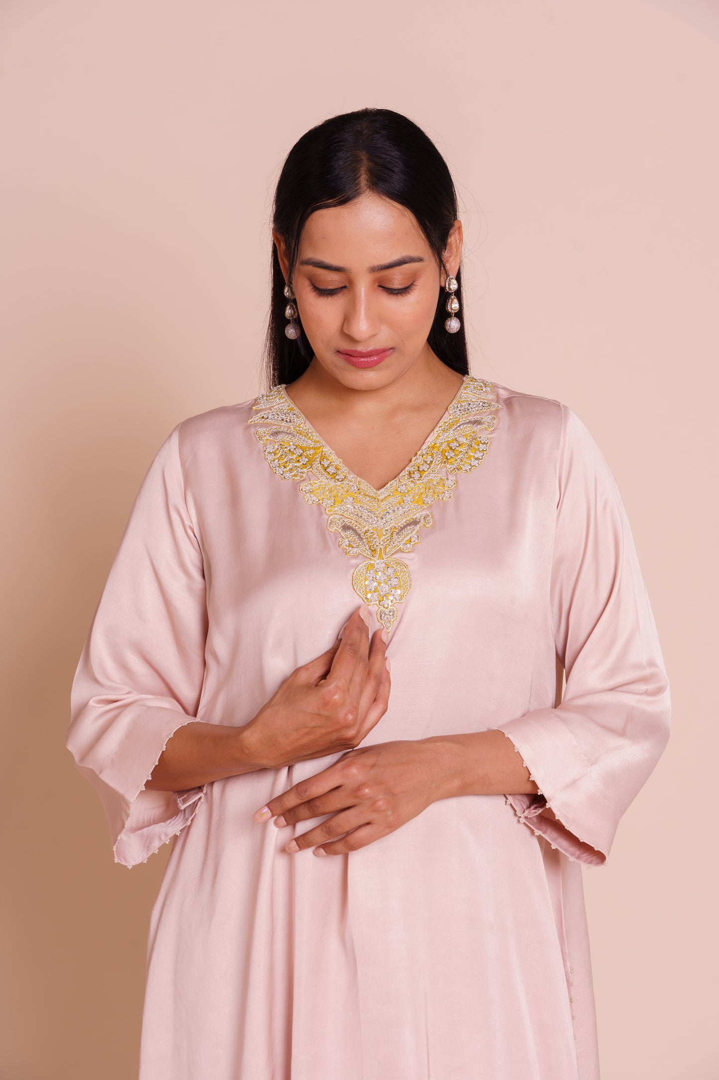 Hoor Onion Pink Kurta Dhoti Set