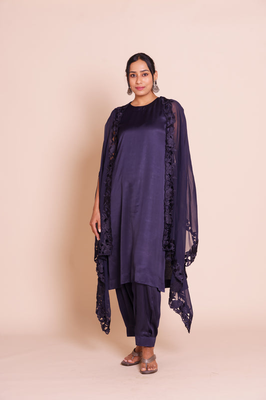 Vanya Indigo Blue Cape Set