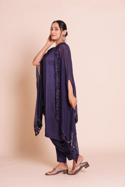 Vanya Indigo Blue Cape Set