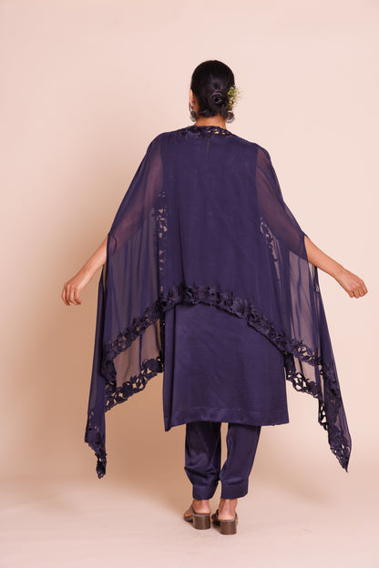 Vanya Indigo Blue Cape Set