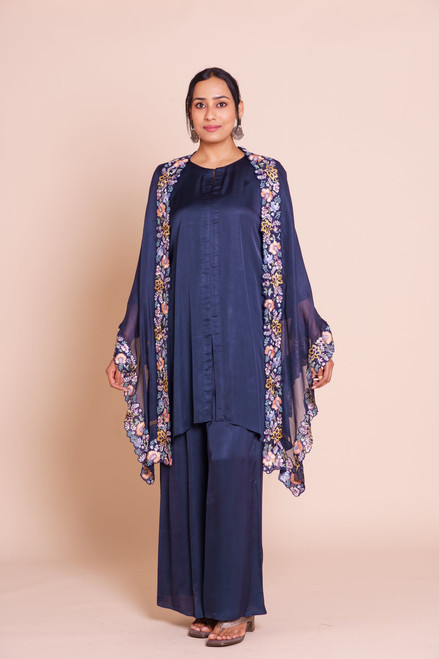 Aranya Indigo Blue Cape Set