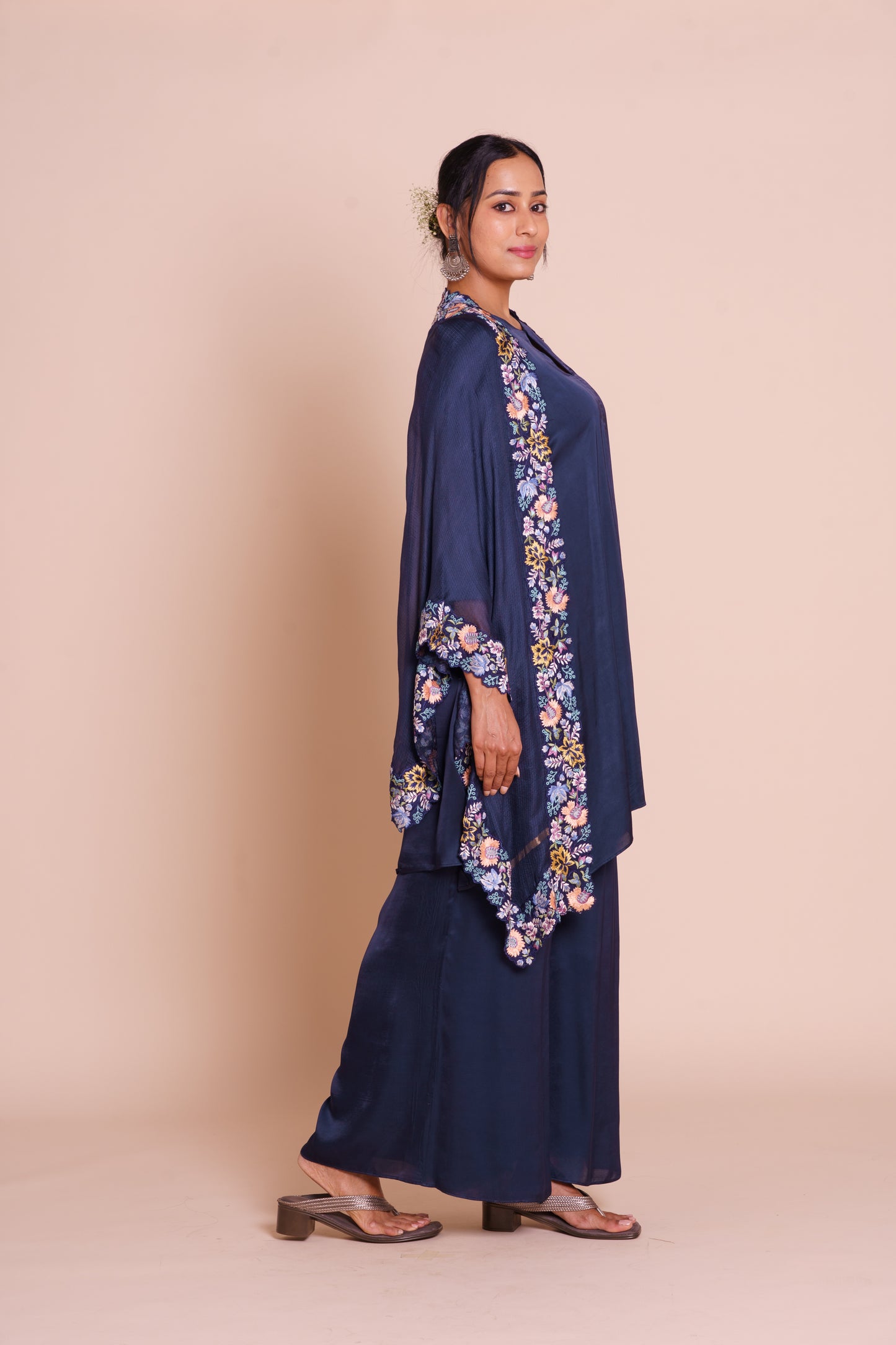Aranya Indigo Blue Cape Set
