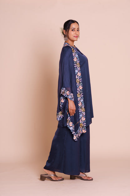 Aranya Indigo Blue Cape Set