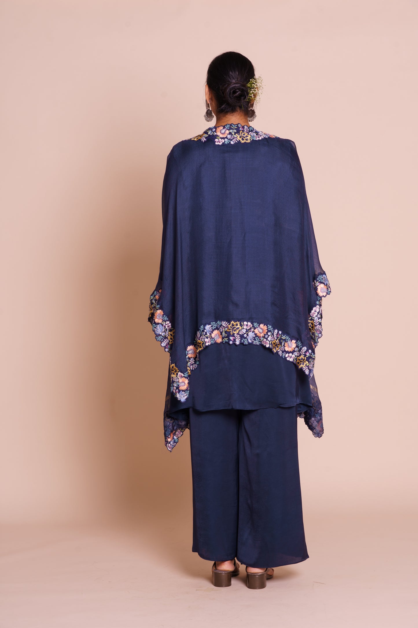 Aranya Indigo Blue Cape Set