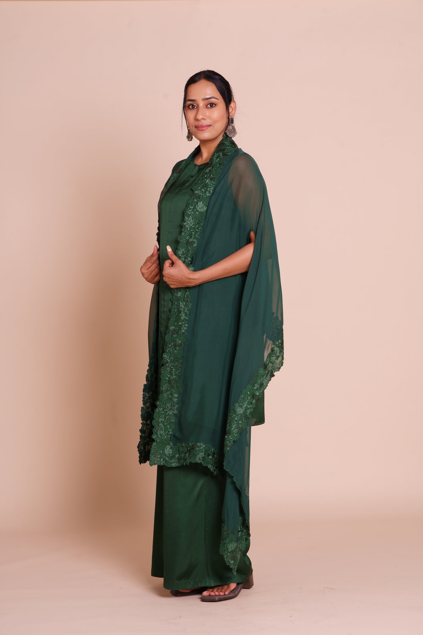 Tara Bottle Green Cape Set