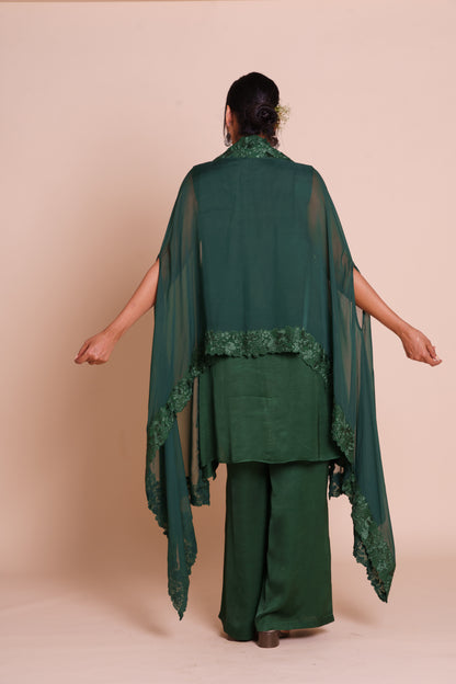 Tara Bottle Green Cape Set