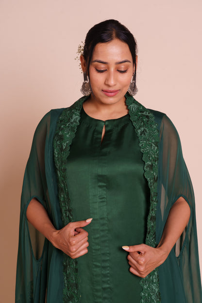Tara Bottle Green Cape Set