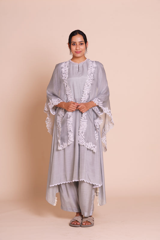 Meera Grey Cape Set