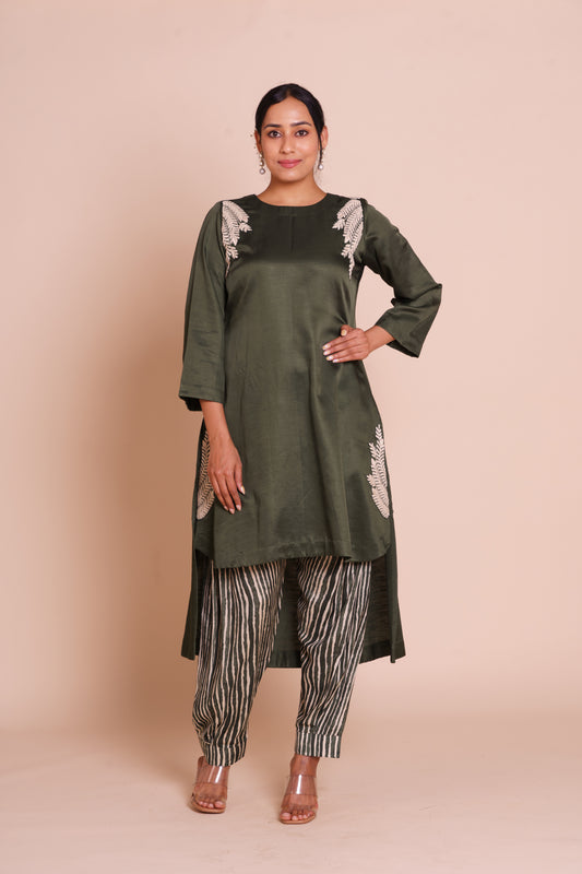 Amaira Bottle Green Kurta Set