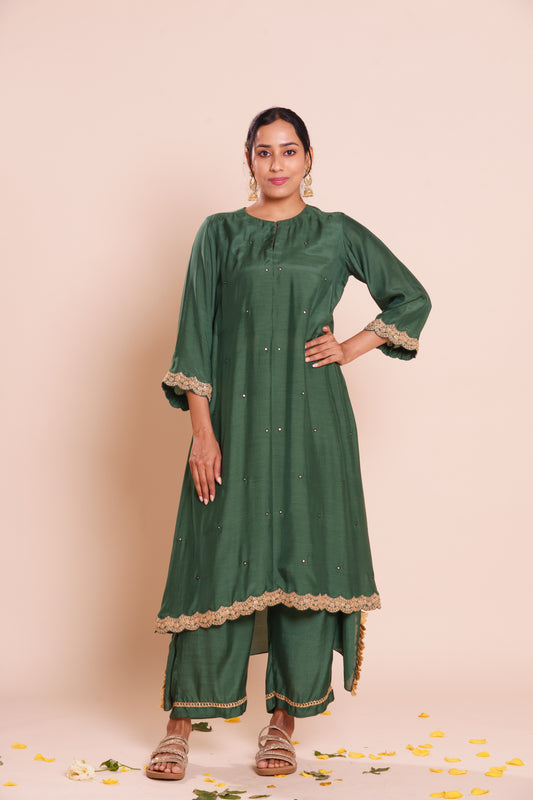 Devina Bottle Green Kurta Se