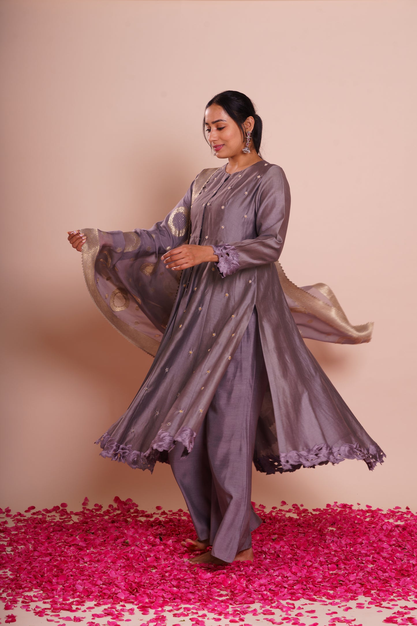 Tarini Grey Chanderi Set