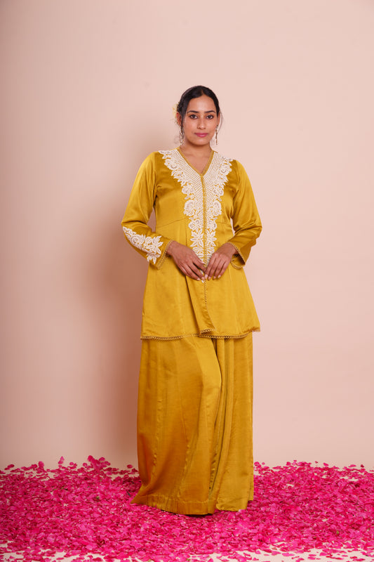 Ishya Mustard Peplum Kurta Set