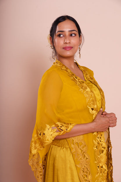 Avisha Mustard Yellow Cape Set