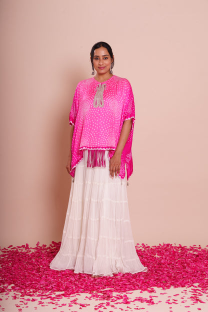 Shriya Pink Bandhani Kaftan Set