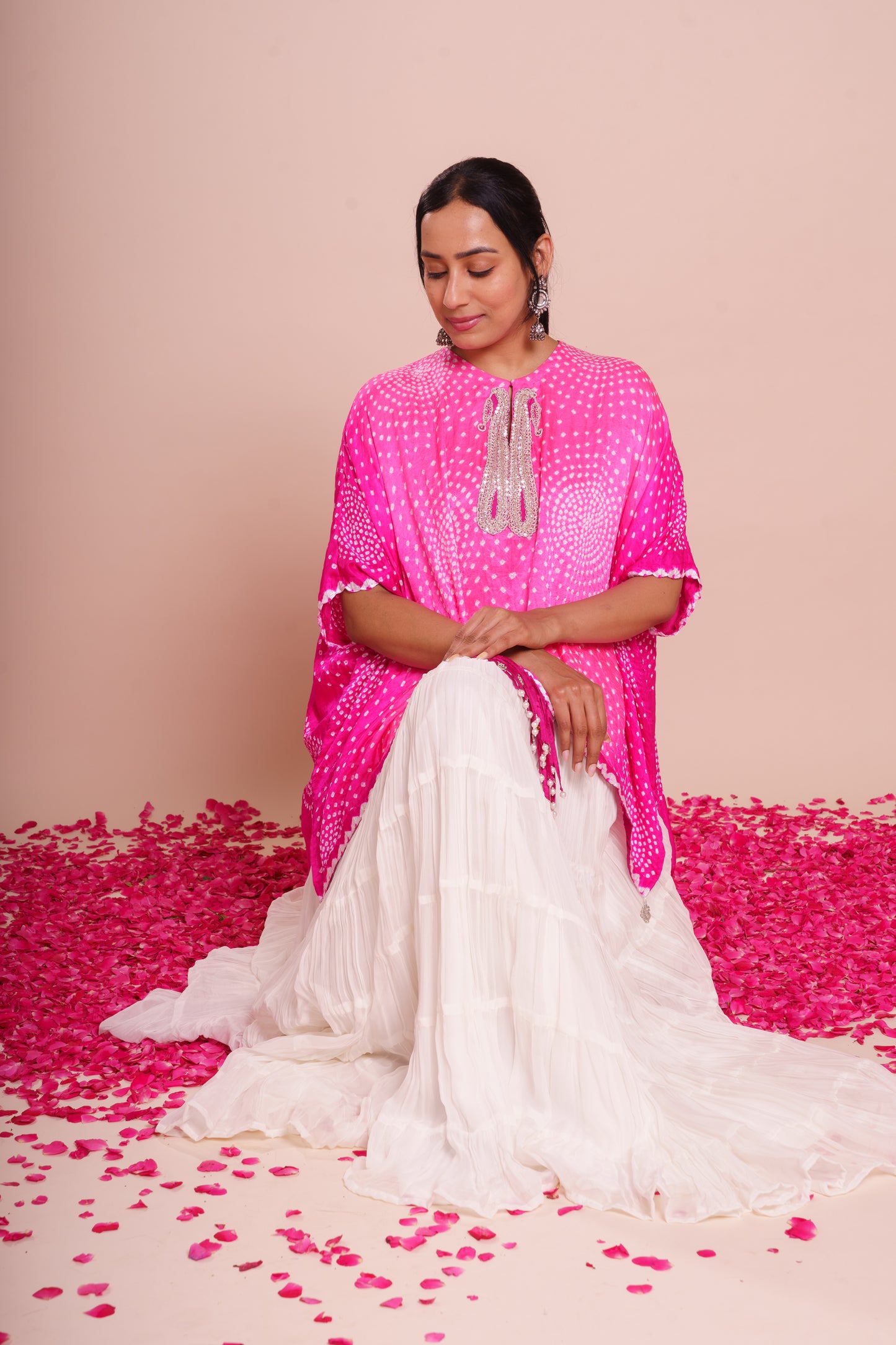 Shriya Pink Bandhani Kaftan Set