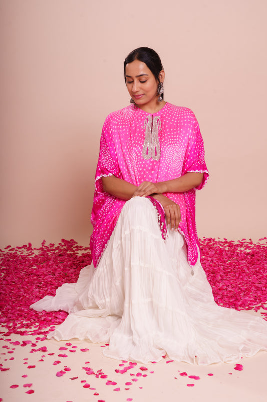 Shriya Pink Bandhani Kaftan Set