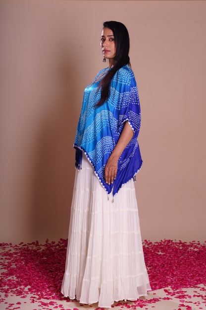 Bijal Blue Bandhani Kaftan Set
