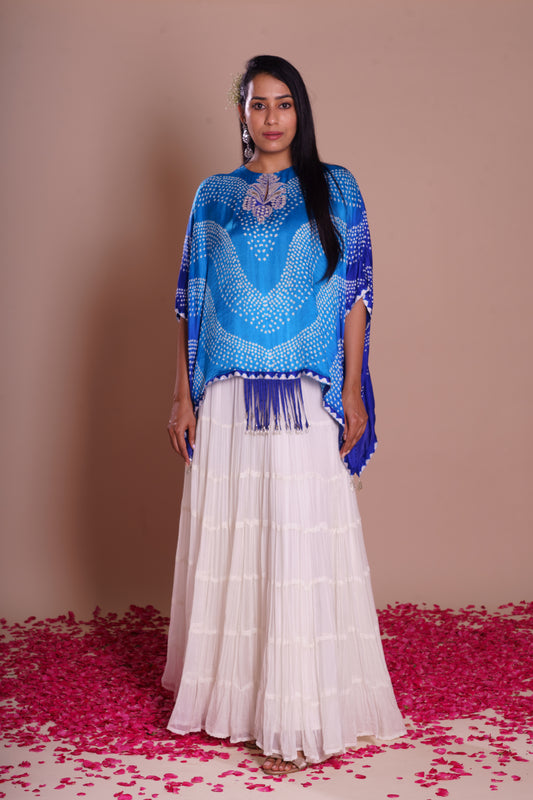 Bijal Blue Bandhani Kaftan Set